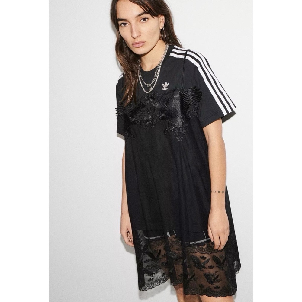 Adidas x Dry Clean Only Black Lace Tee Dress Sz. XS